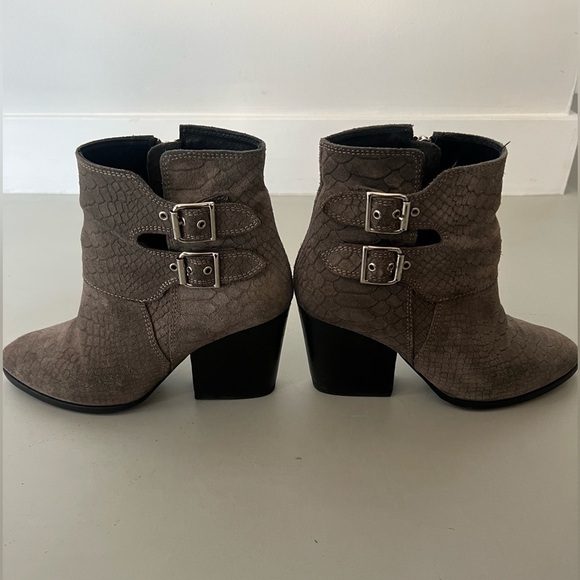 The Kooples Ankle Boots Gray - Leather Snake Print - Picture 2 of 12